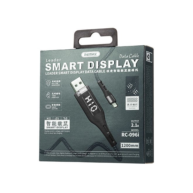 Remax Intelligent Datenkabel Display Lightning Überladeschutz / Timer / schwarz