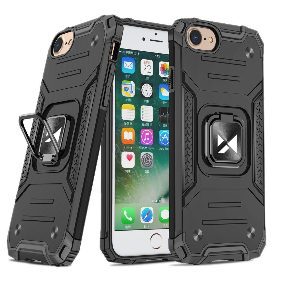 Wozinsky Ring Armor robuste Handyhülle Hard Case für iPhone 7/8/SE 20-22 schwarz