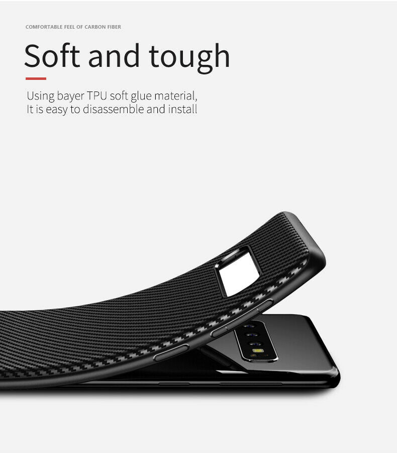 iPaky Back Cover Fashion Schutzhülle für Samsung Galaxy S10 Plus Carbon Fiber