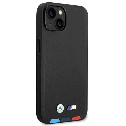 BMW Tricolor Leder Hardcase MagSafe Schutzhülle für iPhone 14 Plus 6,7“ schwarz