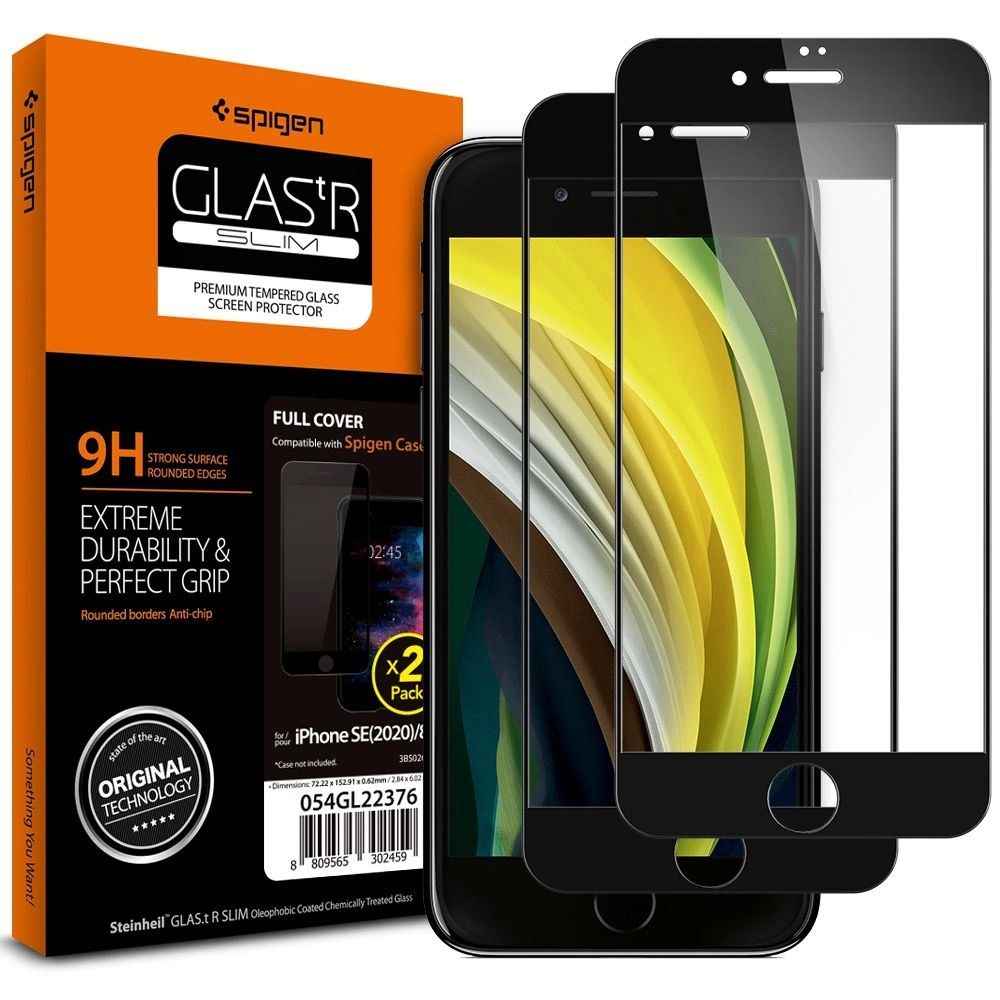 2xSpigen GlasTR Displayschutz iPhone 7u8uSE schwarz - StyleCases