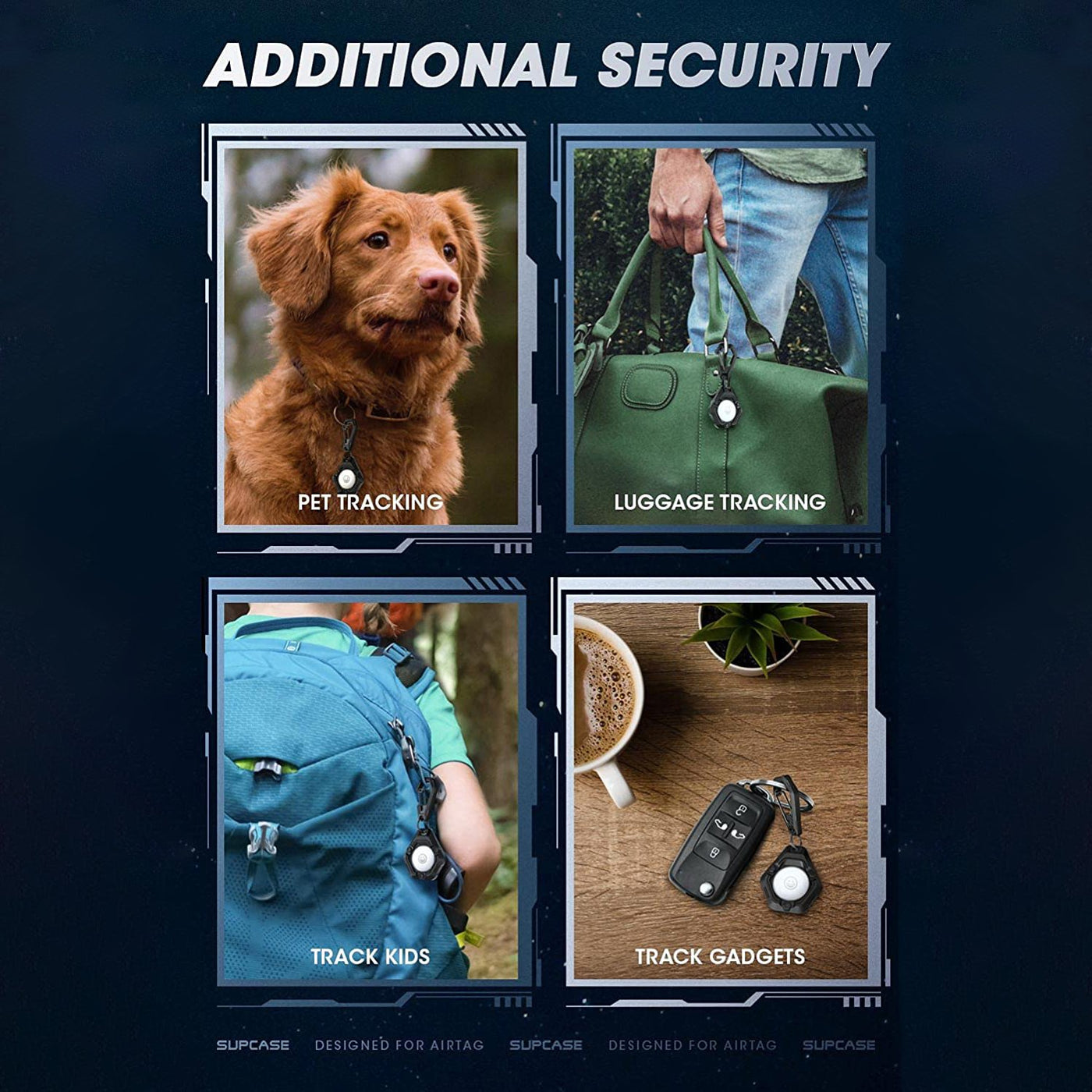 SUPCASE UB PRO Apple AirTag Robuste Schlüsselanhänger Hülle Case Schwarz