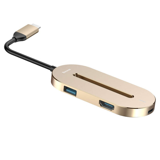 HUB O-Shape Typ-C Multi Konverter 3xUSB3.0 + HDMI 4K + TYP C PD Gold