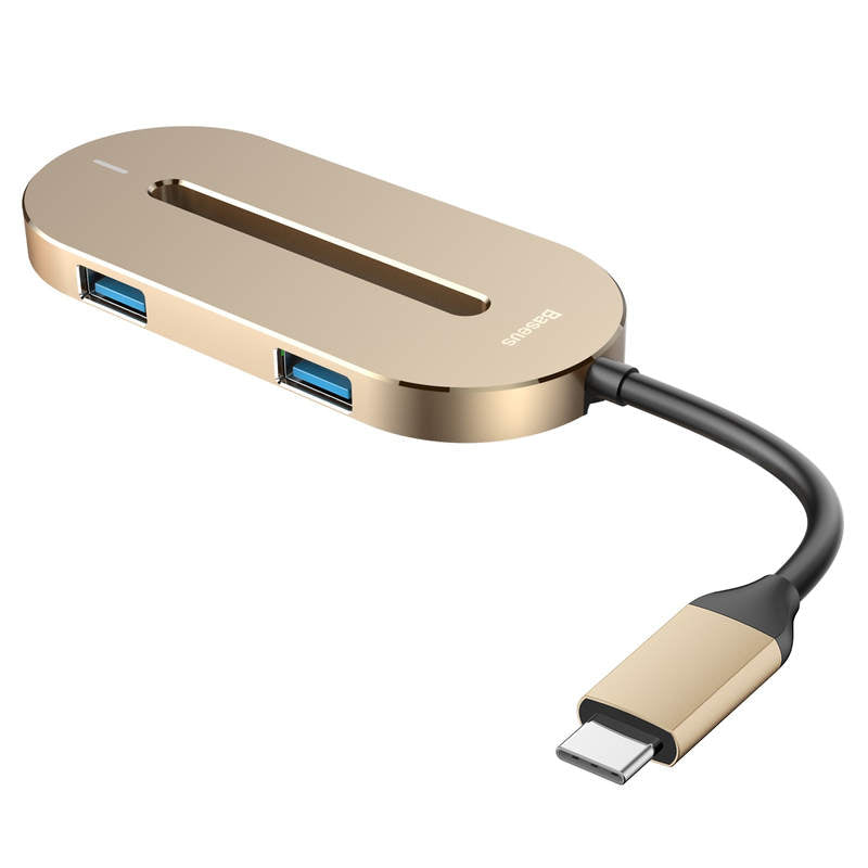 HUB O-Shape Typ-C Multi Konverter 3xUSB3.0 + HDMI 4K + TYP C PD Gold