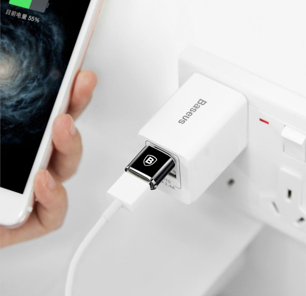 Baseus Adapter von USB auf USB Type-C Kabel Splitter OTG schwarz