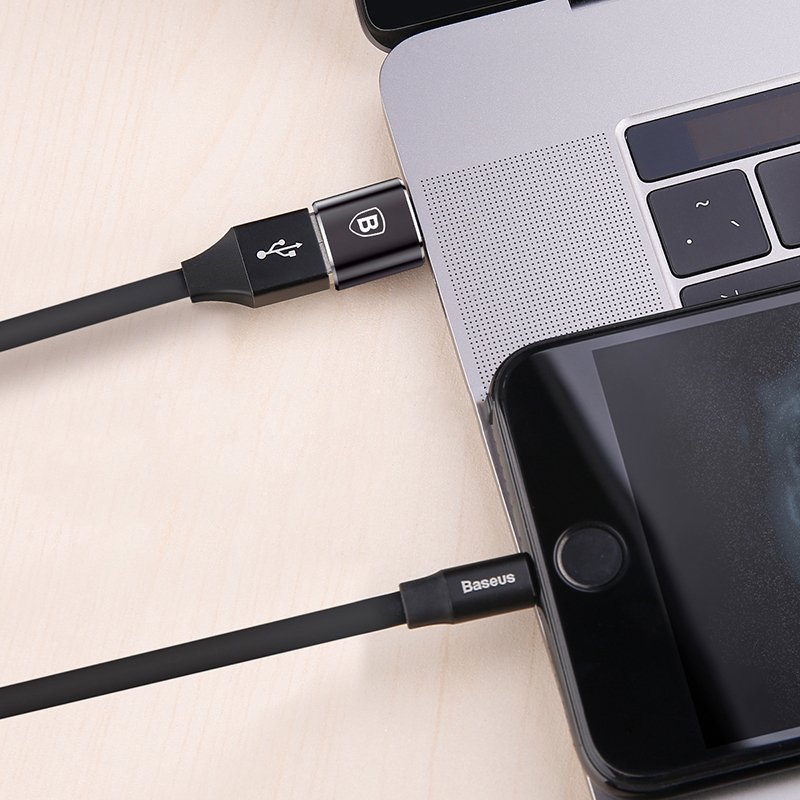 Baseus Adapter von USB auf USB Type-C Kabel Splitter OTG schwarz