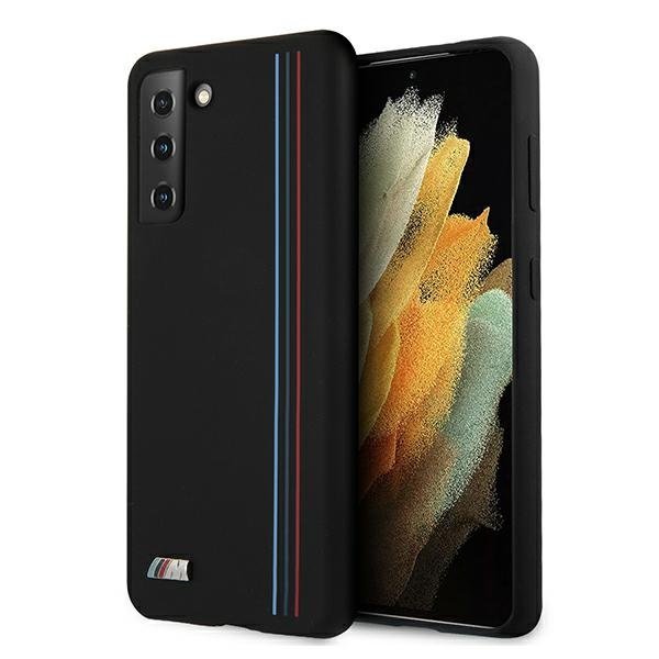 BMW Schutzhülle Case Silikon Stripes M Kollektion schwarz für Galaxy S21+ Plus