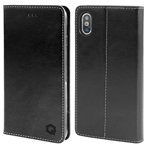 QULT iPHONE X / XS Flip Case Handytasche Schutzhülle Kartenfach Kunstleder