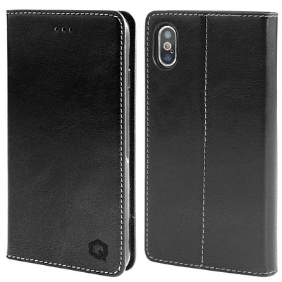 QULT iPHONE X / XS Flip Case Handytasche Schutzhülle Kartenfach Kunstleder