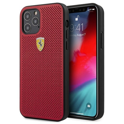 Ferrari Hardcase Schutzhülle On Track Perforiert für iPhone 12 Pro Max 6,7" rot - StyleCases