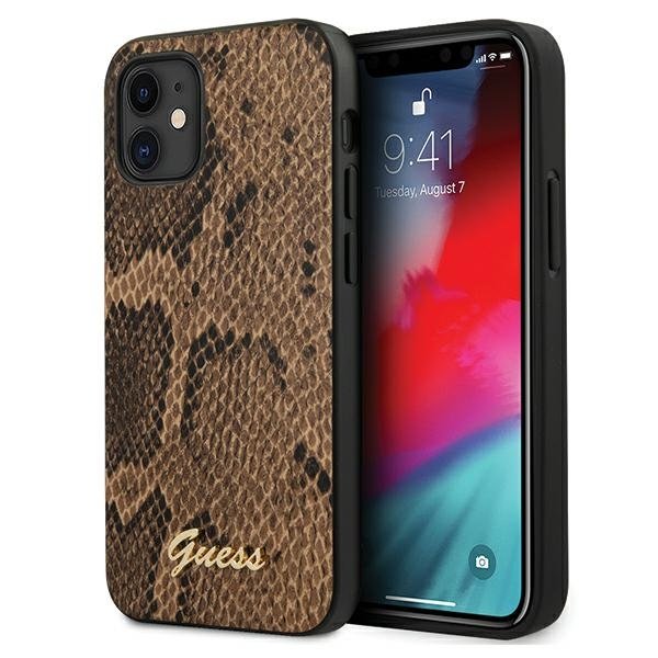 Guess Python Collection Luxus Hardcase Schutzhülle für iPhone 12 mini braun