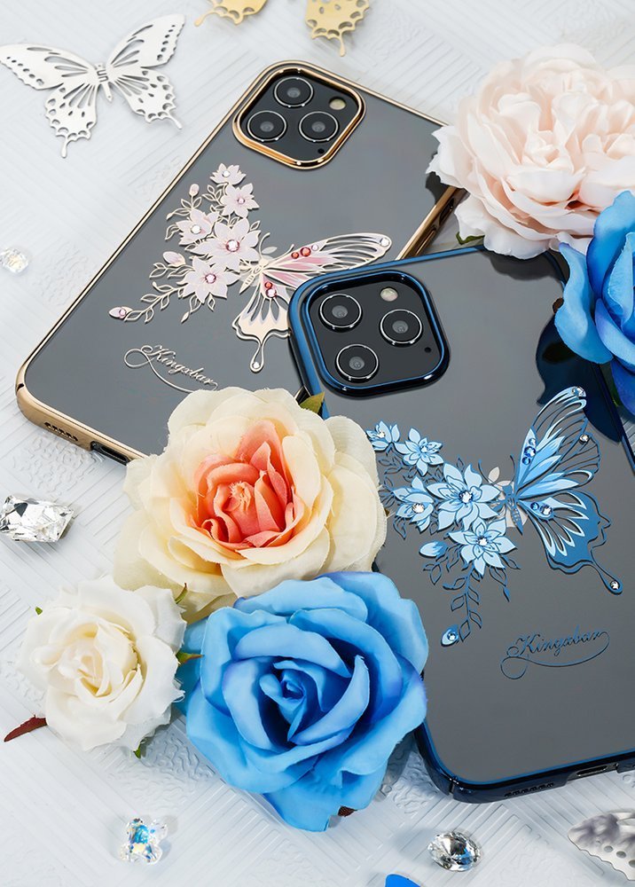 Kingxbar Butterfly Schutzhülle mit Swarovski-Kristallen iPhone 12 mini Blau