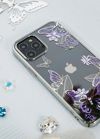 Kingxbar Butterfly Schutzhülle mit Swarovski-Kristallen iPhone 12 Pro Max Lila - StyleCases