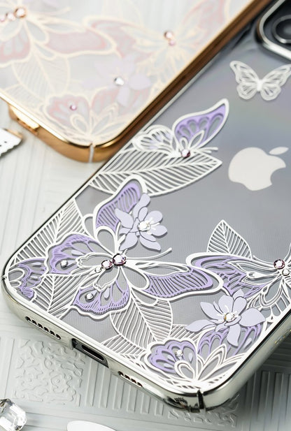 Kingxbar Butterfly Schutzhülle mit Swarovski-Kristallen iPhone 12 Pro Max Lila - StyleCases