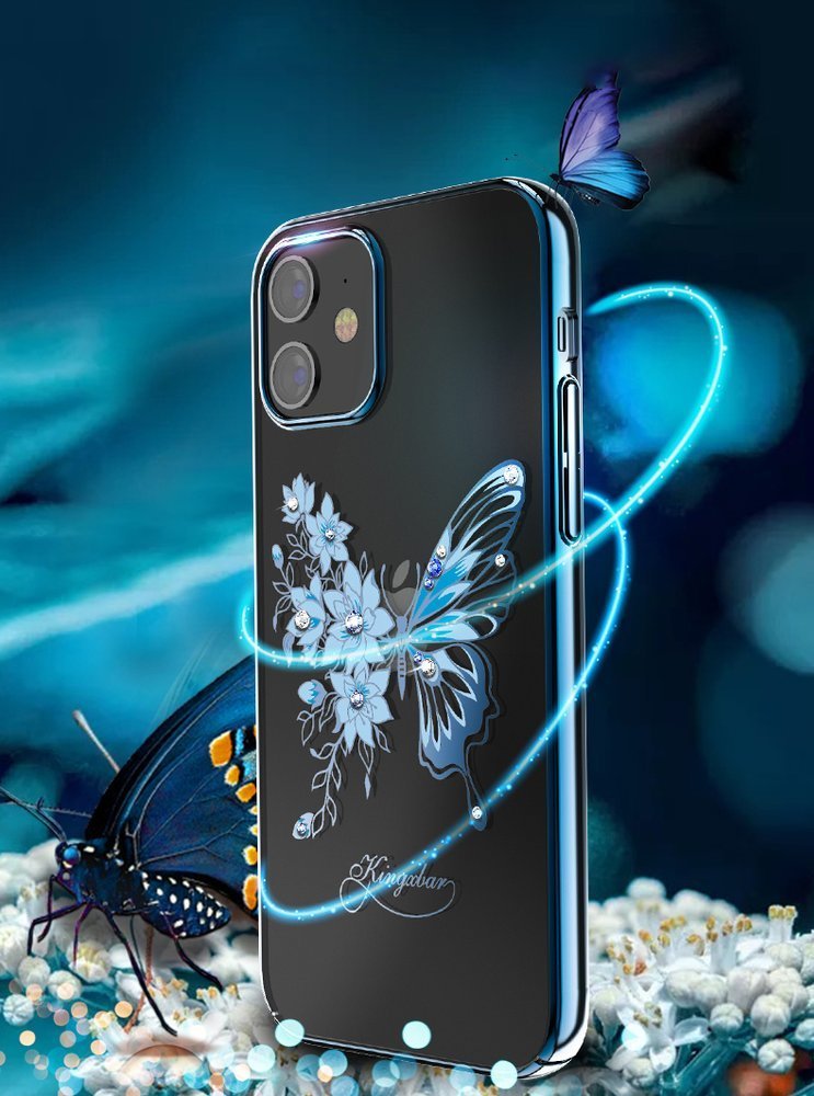 Kingxbar Butterfly Schutzhülle mit Swarovski-Kristallen iPhone 12 mini Blau