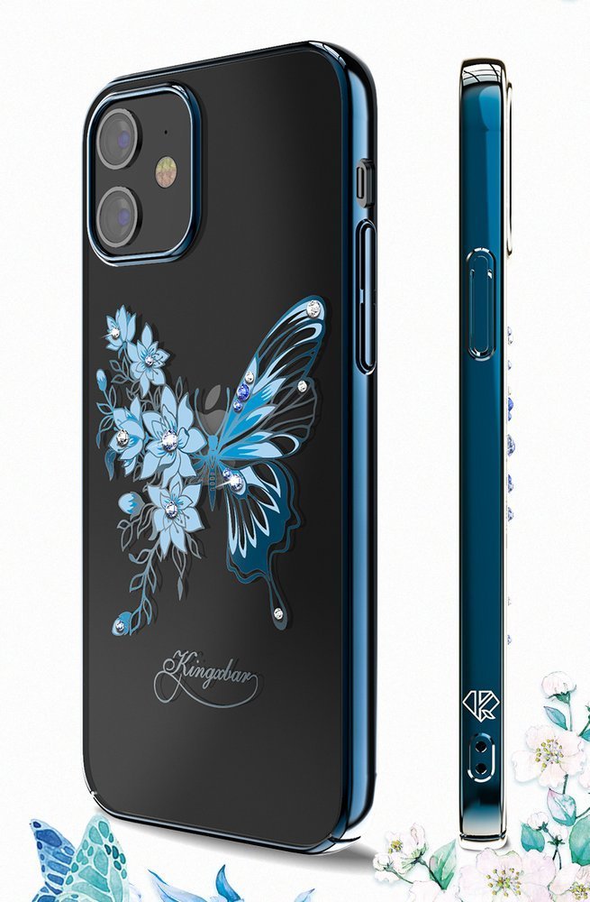 Kingxbar Butterfly Schutzhülle mit Swarovski-Kristallen iPhone 12 mini Blau