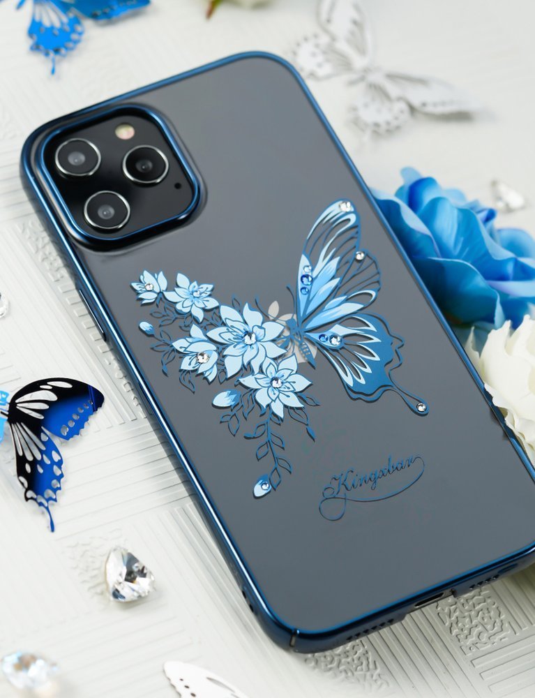 Kingxbar Butterfly Schutzhülle mit Swarovski-Kristallen iPhone 12 mini Blau