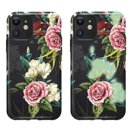 Kingxbar Forest Rosen Leuchtende Schutzhülle Swarovski-Kristallen iPhone 11 schwarz