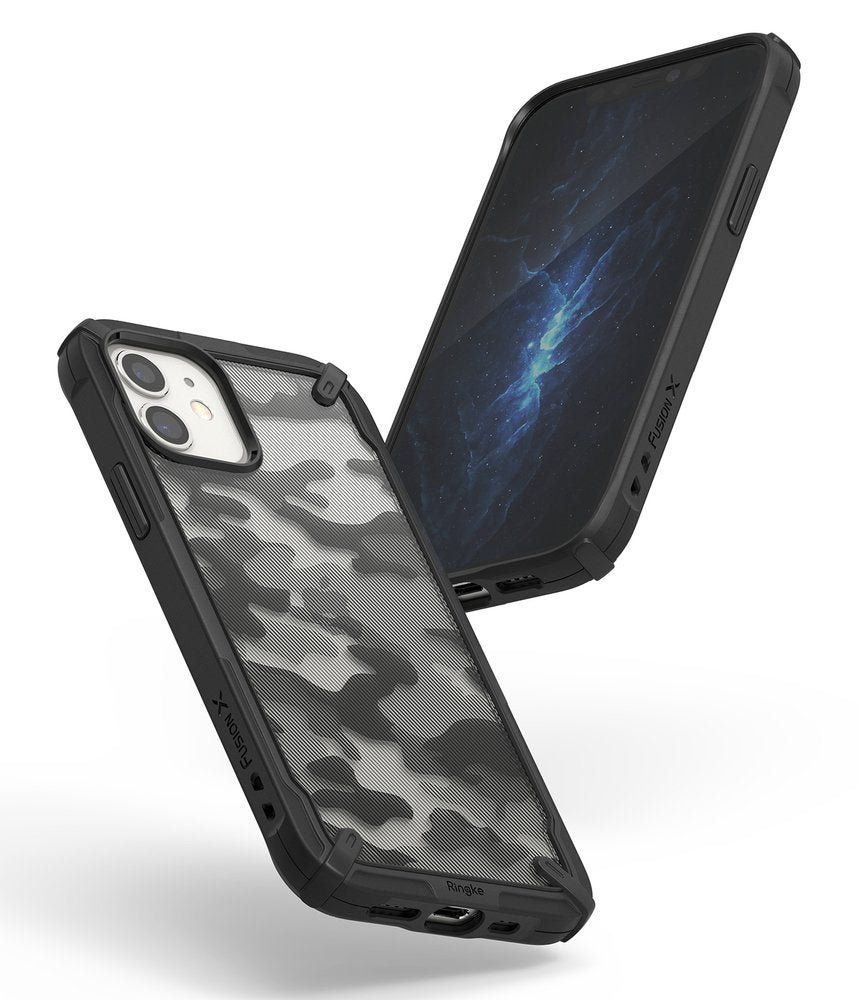 Ringke Fusion X Design Panzer Handyhülle Case für iPhone 12 Mini schwarz Camo