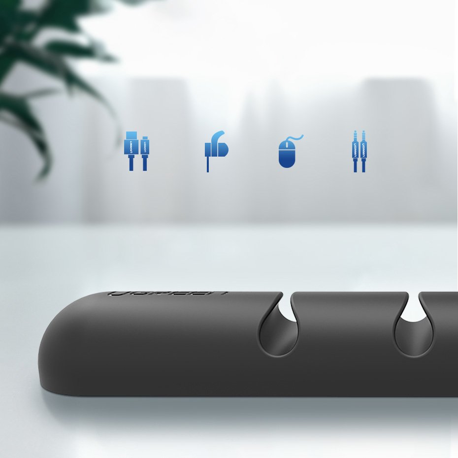 2x Ugreen Kabel Organizer selbstklebend für 4 / 7 Kabel schwarz