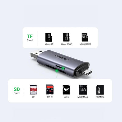 Ugreen OTG 2in1 Lesegerät SD-/Micro-SD-Karten auf USB-A 3.0 USB-C 3.0 (50706)