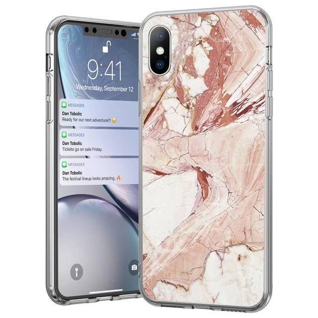 Wozinsky Back Case Hülle Marmor Handyhülle für iPhone X/XS Pink