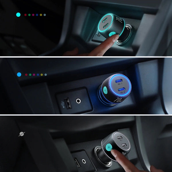 Joyroom 2x USB C 70W Autoladegerät mit LED-Hintergrundbeleuchtung JR-CCN02