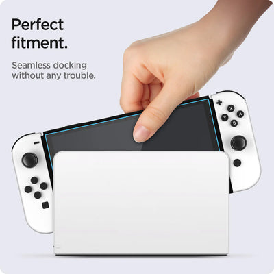 2x Nintendo Switch OLED Spigen Screen Protector Bildschirmschutz GLAS.tR EZ Fit