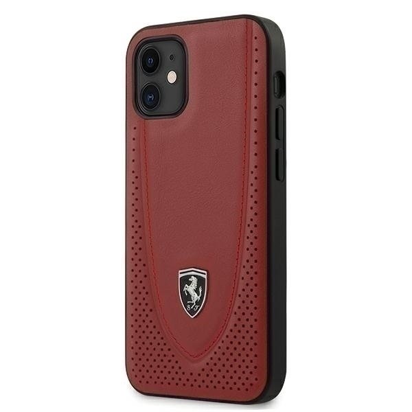 Ferrari Leder Hardcase Schutzhülle Off Track Perforiert für iPhone 12 mini