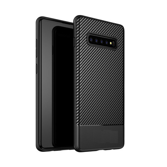 iPaky Back Cover Fashion Schutzhülle für Samsung Galaxy S10 Plus Carbon Fiber
