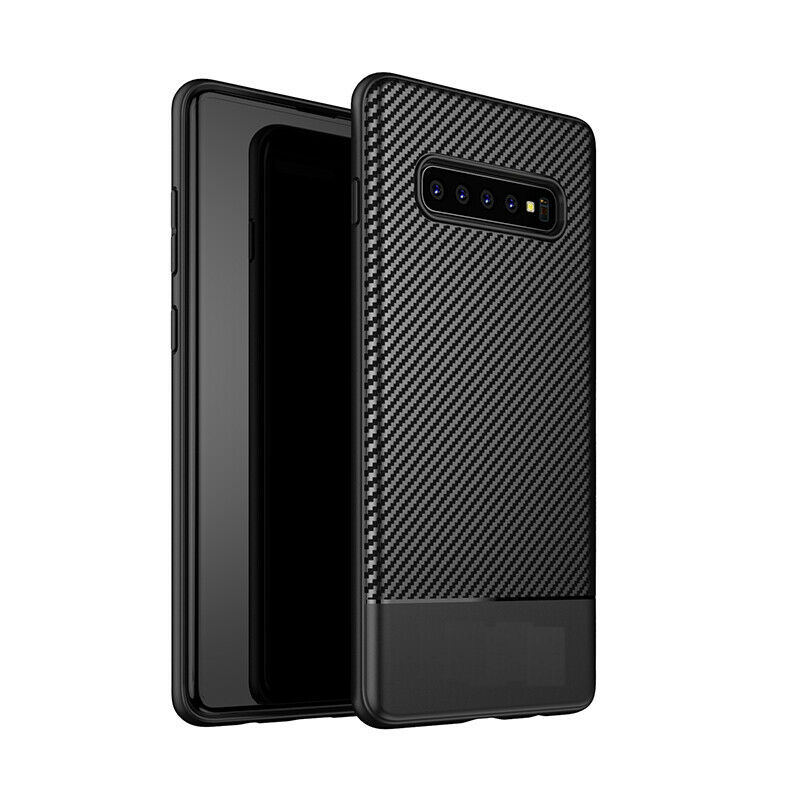 iPaky Back Cover Fashion Schutzhülle für Samsung Galaxy S10 Plus Carbon Fiber