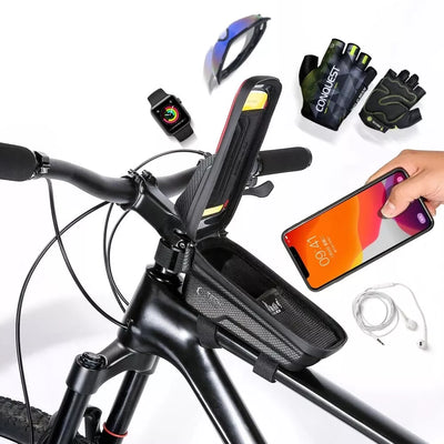 Tech-Protect V2 Fahrradtasche Rahmentasche 1L für Smartphone bis 6,7“ Schwarz