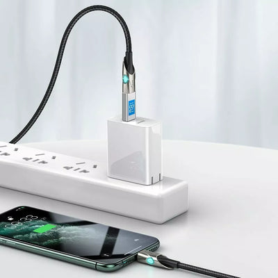 Baseus Nylon USB-C - 8Pin Kabel Power Delivery 18 W 1m 480 Mbps LED-Licht