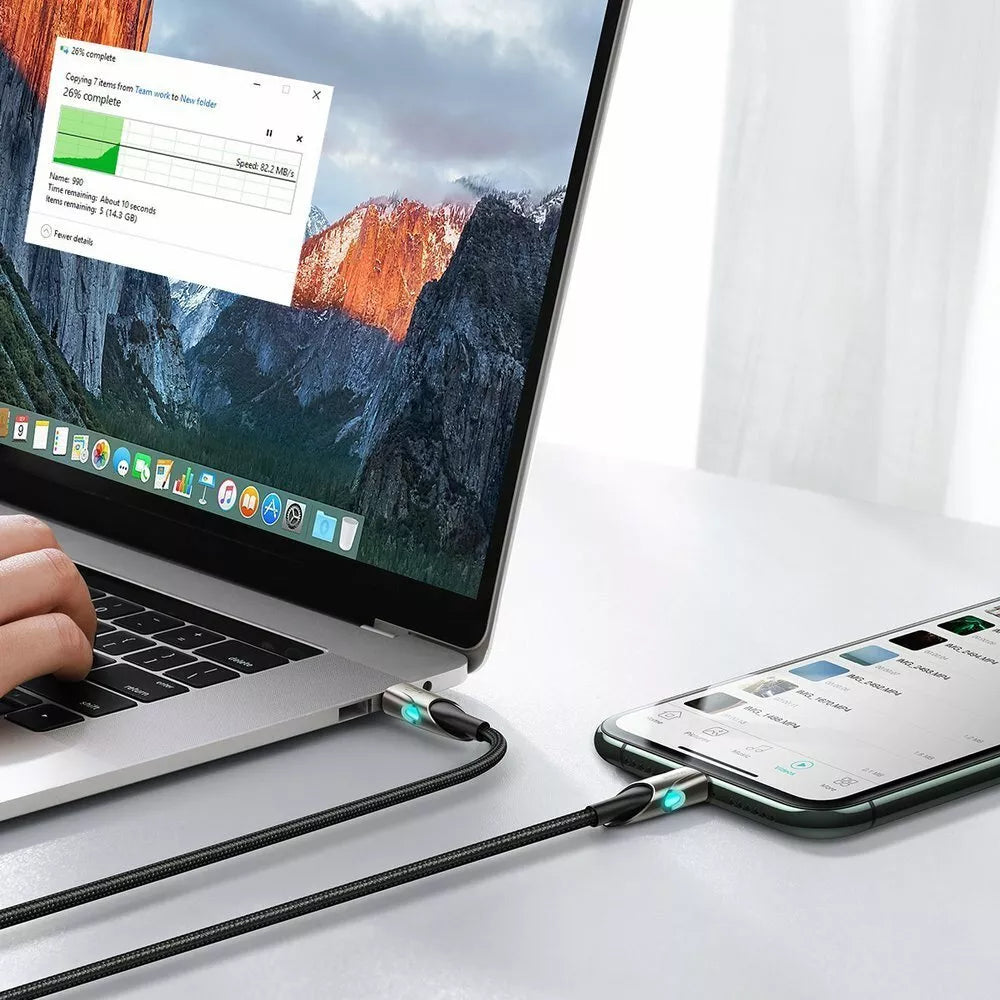 Baseus Nylon USB-C - 8Pin Kabel Power Delivery 18 W 1m 480 Mbps LED-Licht