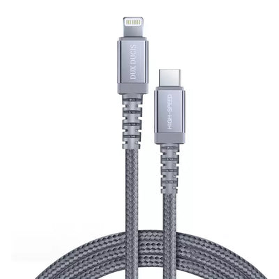 Dux Ducis Space MFI Nylon Ladekabel USB Type C PD 18W / 8Pin 1m 3A grau