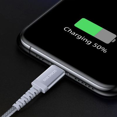 Dux Ducis Space MFI Nylon Ladekabel USB Type C PD 18W / 8Pin 1m 3A grau