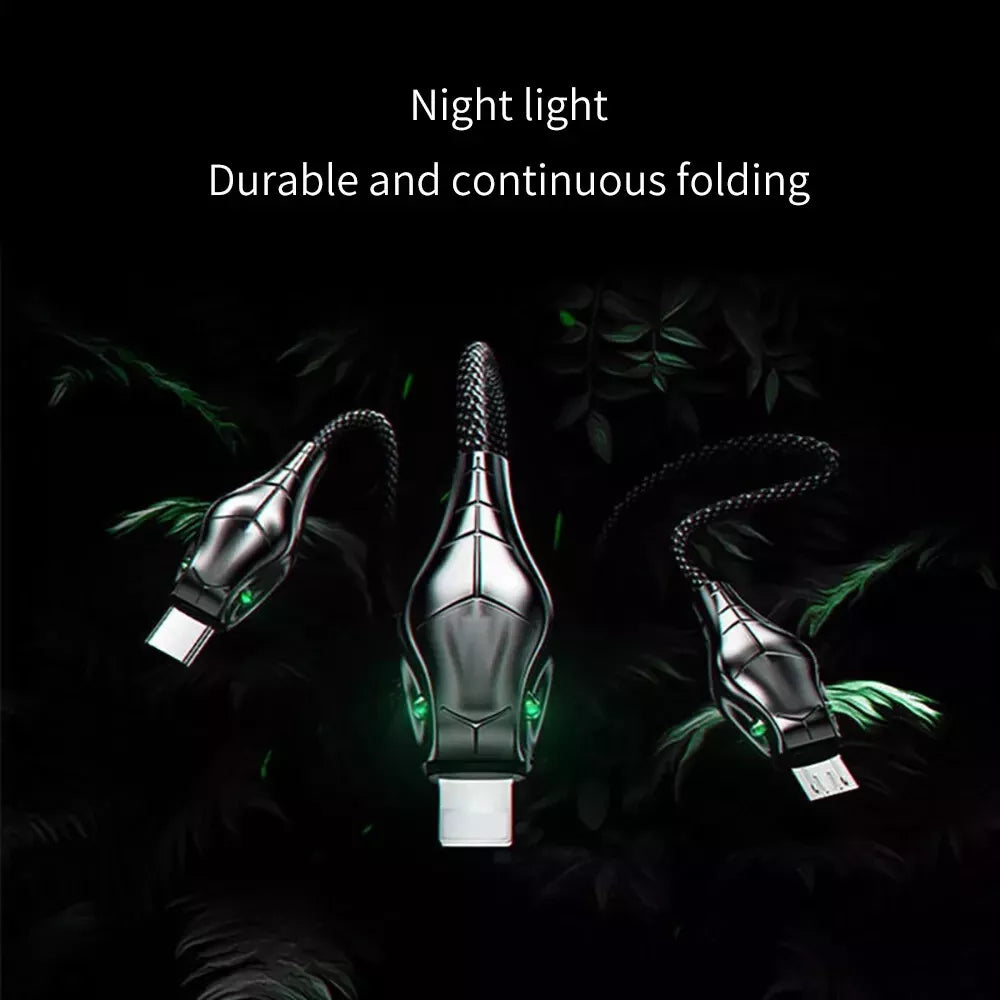 Floveme Schlangenkopf Daten-Ladekabel Quick Charge USB-C Snake 5A 1m