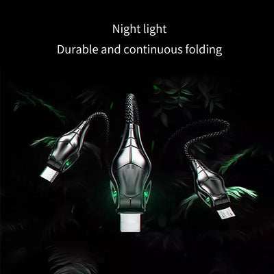 Floveme Schlangenkopf Daten-Ladekabel Quick Charge USB-C Snake 5A 1m