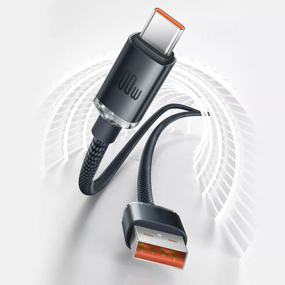Baseus Crystal Shine Schnelllade-Datenkabel USB-C 2m 100W Super Charge schwarz