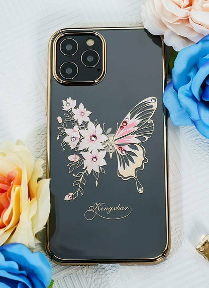 Kingxbar Butterfly Schutzhülle mit Swarovski-Kristallen iPhone 12 mini Gold - StyleCases