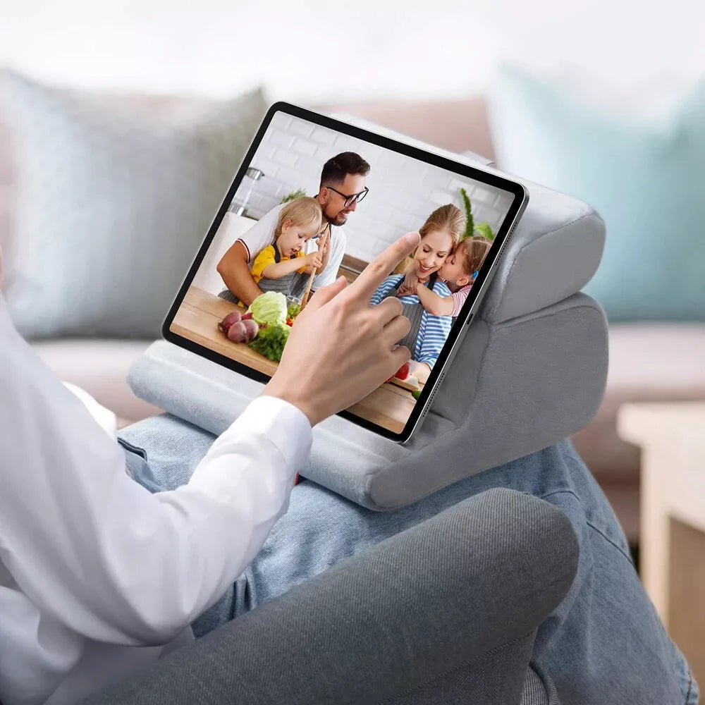 Ugreen Velour faltbarer Tablet Telefonständer Kissen mit Fächer grau