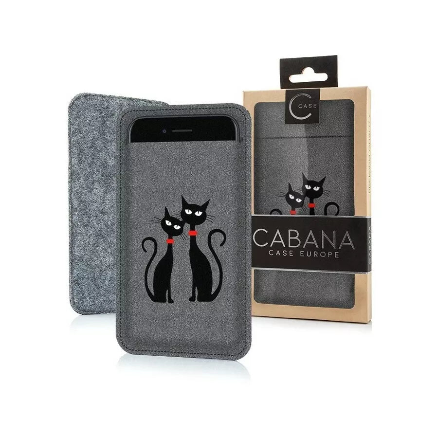 CABANA SLIM UP Filzbeutel Filz Handytasche Black Cats Katzen