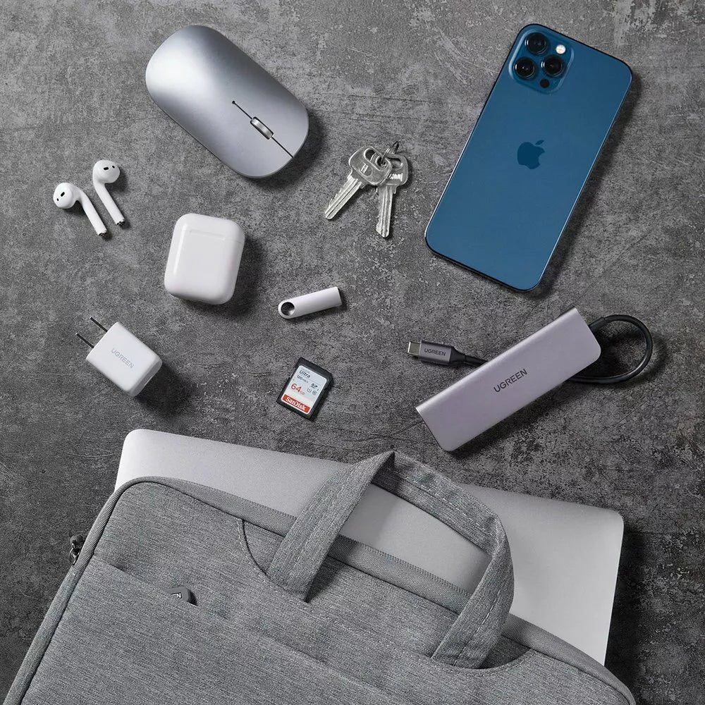 Ugreen LP437 Elegante Notebook Laptop Tasche Innen Aussen 13"-15" Zoll grau