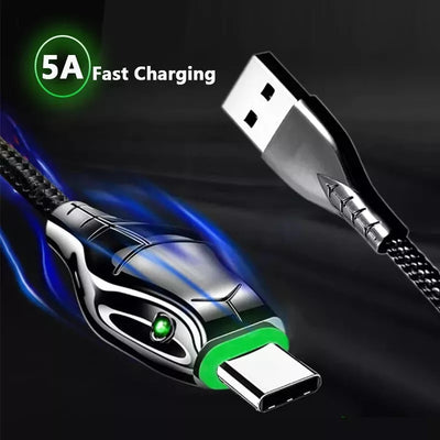 Floveme Schlangenkopf Daten-Ladekabel Quick Charge USB-C Snake 5A 1m