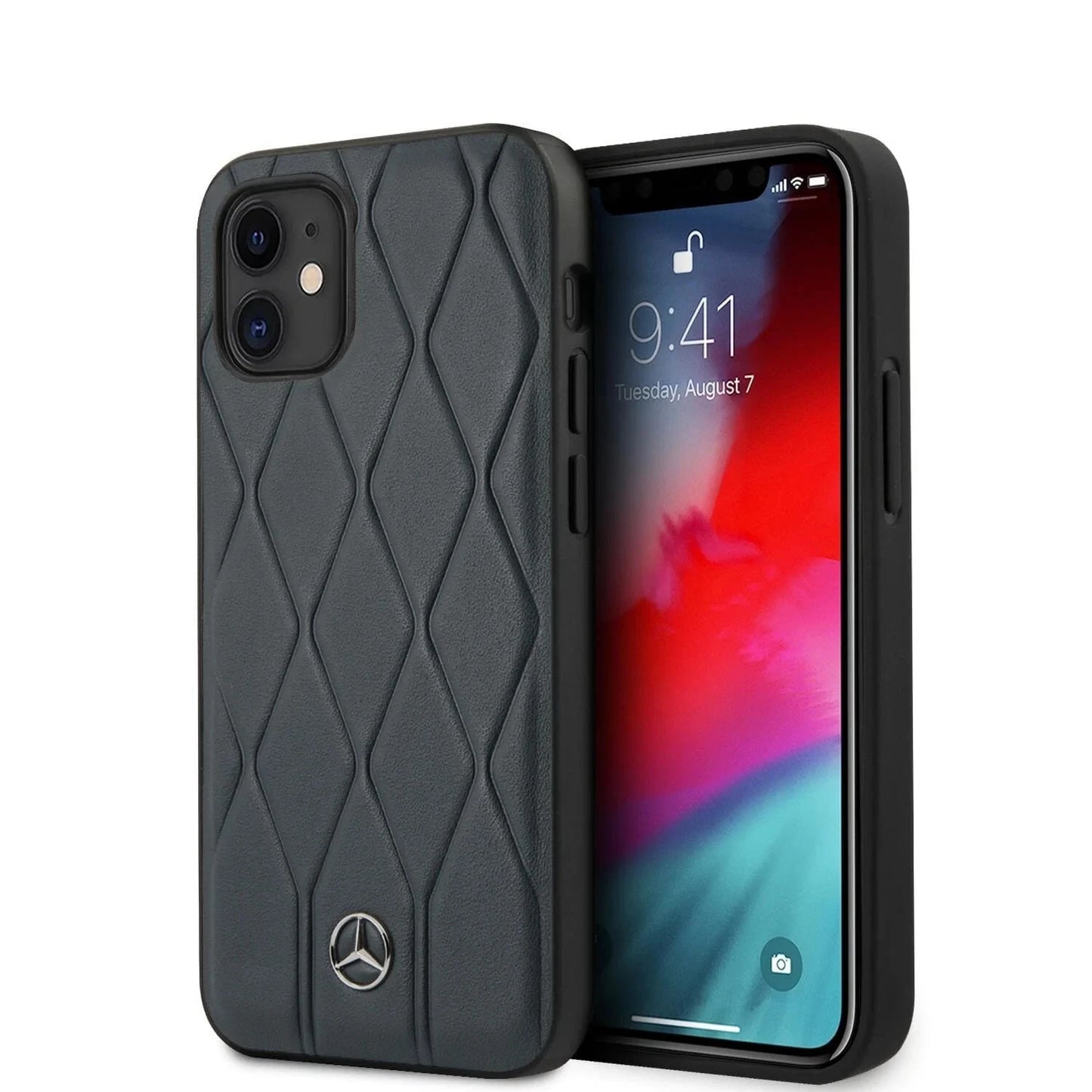 Mercedes Wave Collection Luxus Leder Schutzhülle Etui für iPhone 12/12 Pro schwarz