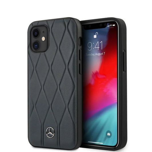 Mercedes Wave Collection Luxus Leder Schutzhülle Etui für iPhone 12/12 Pro schwarz