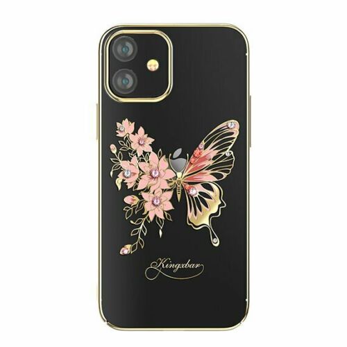 Kingxbar Butterfly Schutzhülle mit Swarovski-Kristallen iPhone 12 / 12 Pro gold