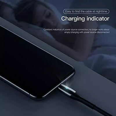 Baseus QC3.0 Intelligentes Ladekabel Datenkabel USB Typ-C 3A 1m LED schwarz