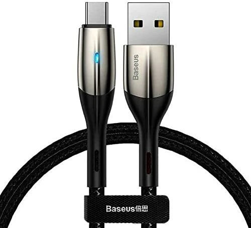 Baseus QC3.0 Intelligentes Ladekabel Datenkabel USB Typ-C 3A 1m LED schwarz