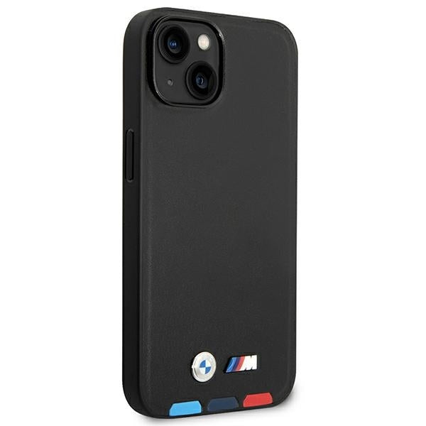 BMW Tricolor Leder Hardcase MagSafe Schutzhülle für iPhone 14 Plus 6,7“ schwarz